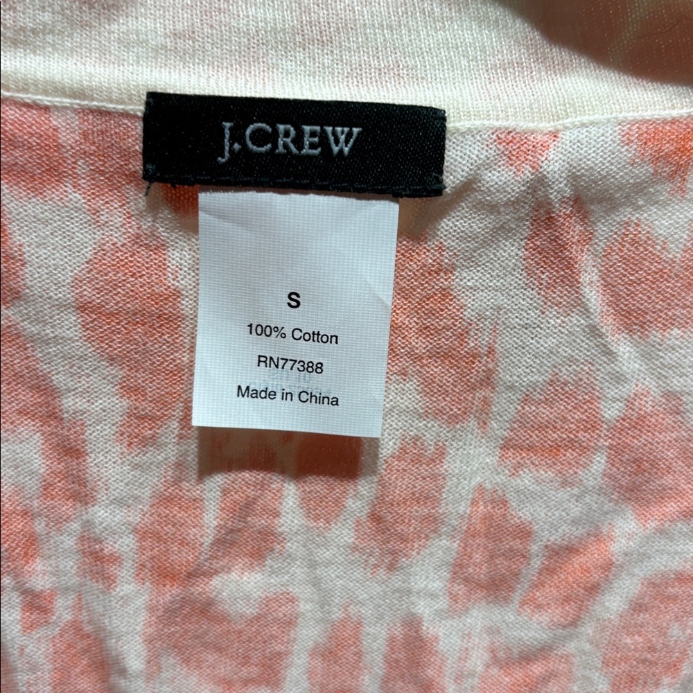 J. Crew Vibrant Orange and White Button-Up Cardigan w 3/4 sleeves - Picture 3 of 4